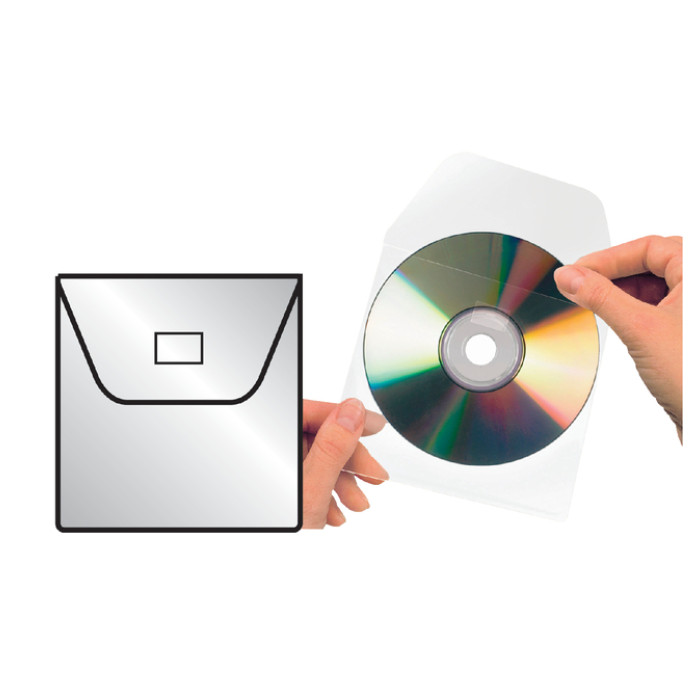 Cd/dvd Hoes Djois 127x127mm met klep zelfklevend transparant 100 stuks