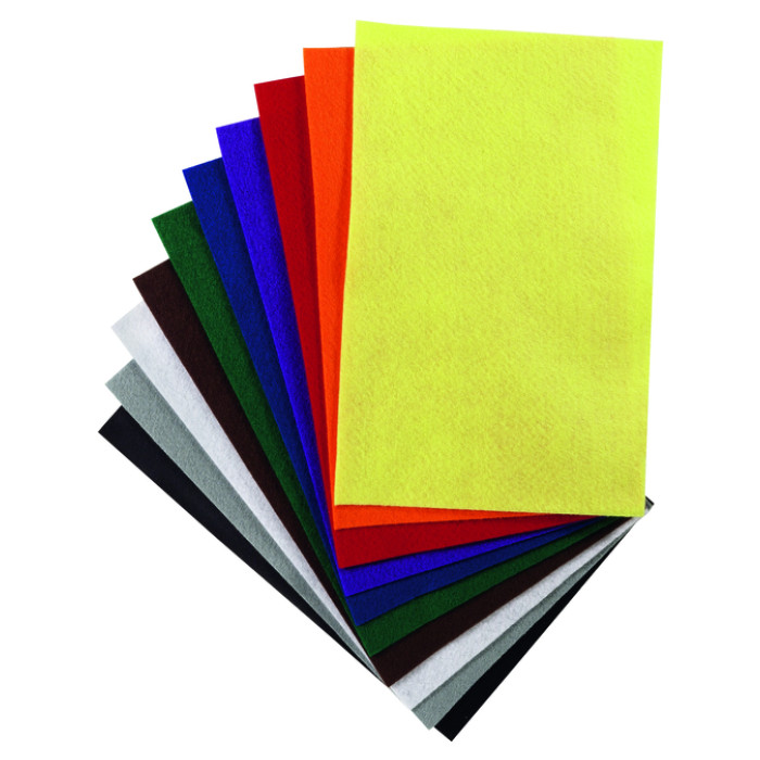 Vilt Folia 20x30cm 150gr 10 vel assorti kleuren