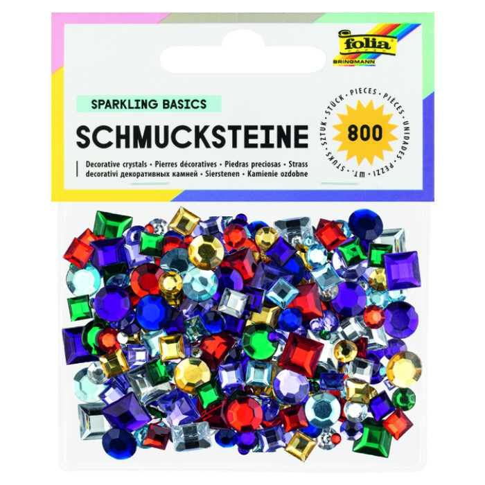 Glitter steentjes Folia 800 stuks diverse kleuren en afmetingen