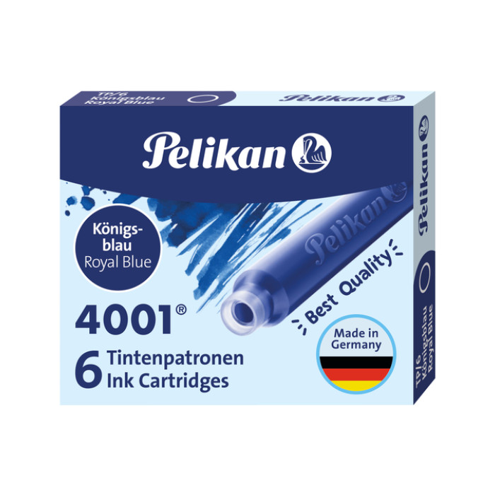 Inktpatroon Pelikan 4001 koningsblauw 6 stuks