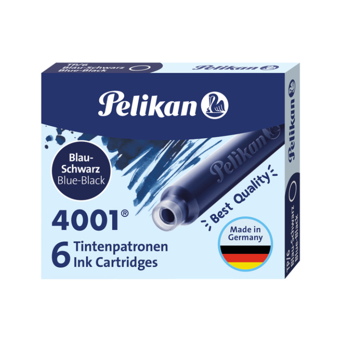 Inktpatroon Pelikan 4001 blauw/zwart 6 stuks
