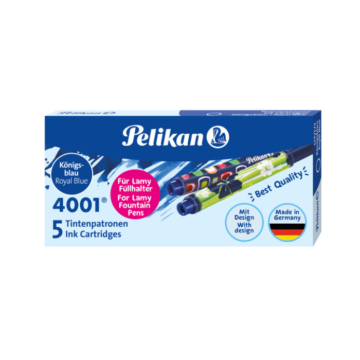 Inktpatroon Pelikan 4001 voor Lamy vulpen blauw doosje à 5 stuks