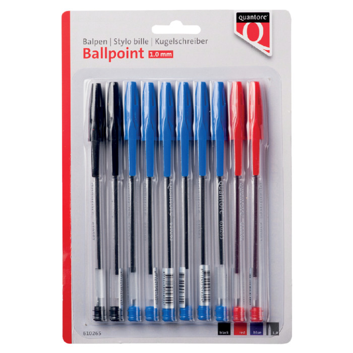 Balpen Quantore stick assorti blister 10 stuks