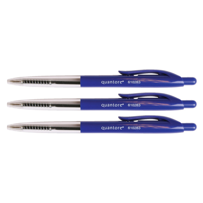 Balpen Quantore drukknop blauw 10 stuks