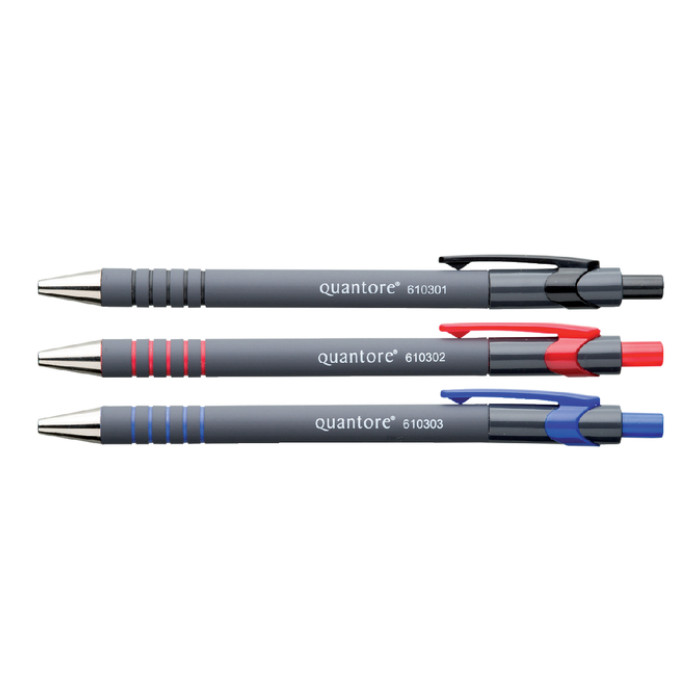 Balpen Quantore rubbergrip drukknop zwart medium