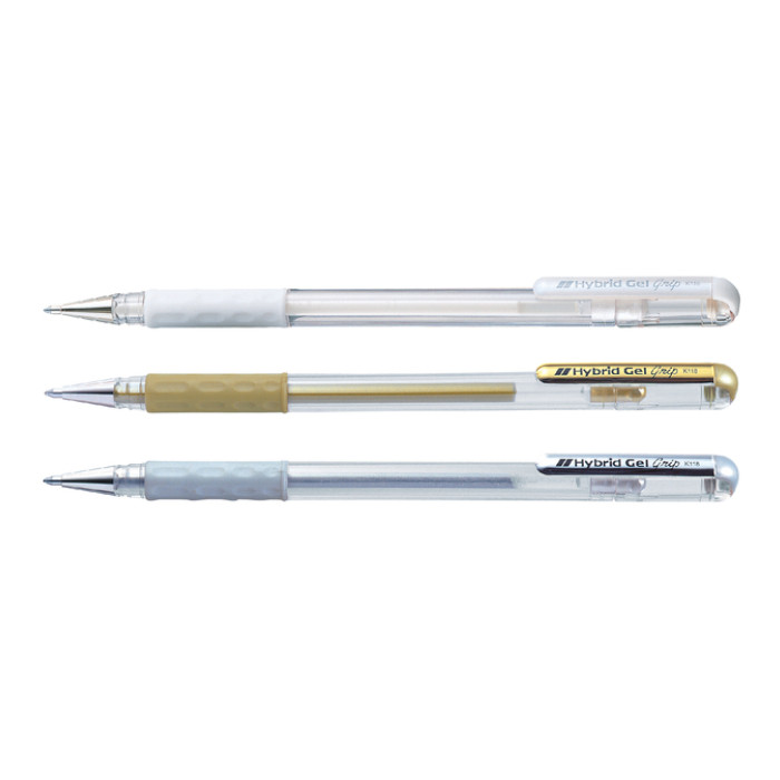 Gelschrijver Pentel K118 Grip medium zilver