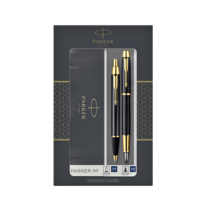 Balpen en vulpen Parker IM black GT medium 2 stuks