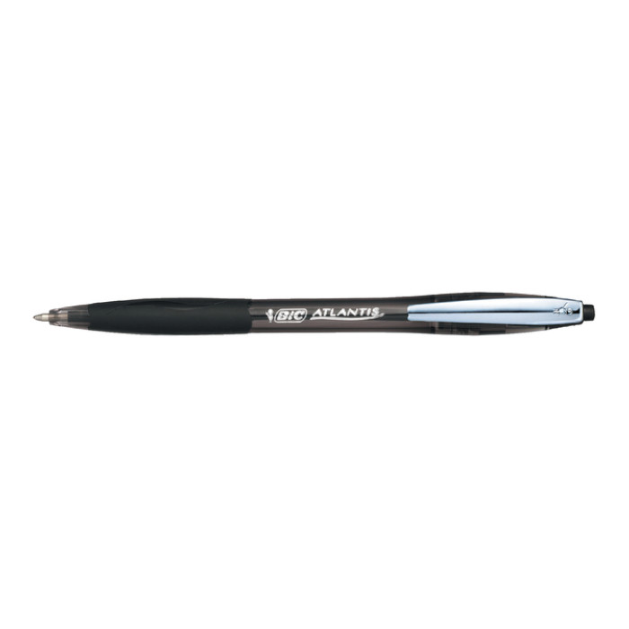Balpen Bic Atlantis soft metalen clip clic medium zwart