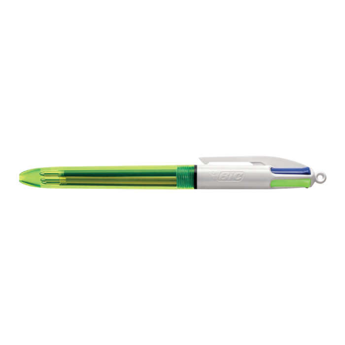Balpen Bic 4kleuren medium fluor geel