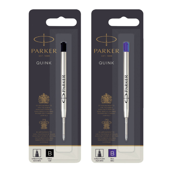 Balpenvulling Parker Quink breed zwart breed blister à 1 stuk