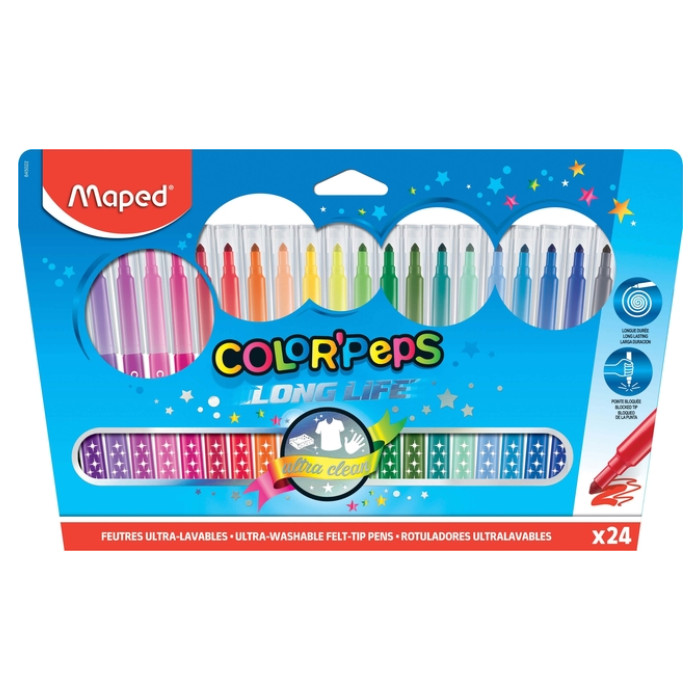 Viltstift Maped Color'Peps Long Life set á 24 kleuren