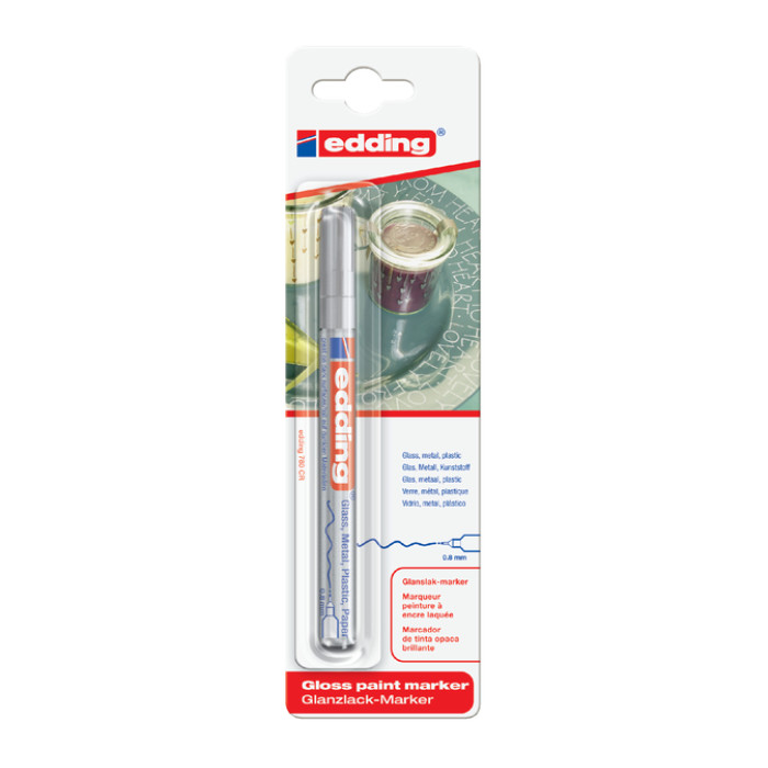 Paintmarker Edding 780 op oliebasis 0.8mm zilver blister à 1 stuk