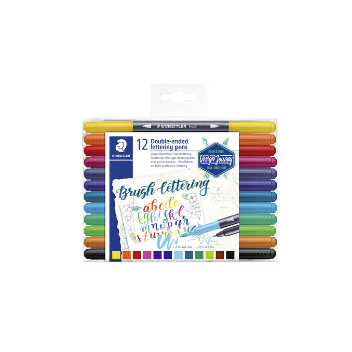 Brushpen Staedtler 3004 lettering duo 0.5-6mm  blister à 12st ass