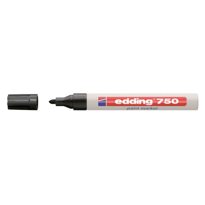 Paintmarker edding 750 op oliebasis 2-4mm zwart blister à 1 stuk