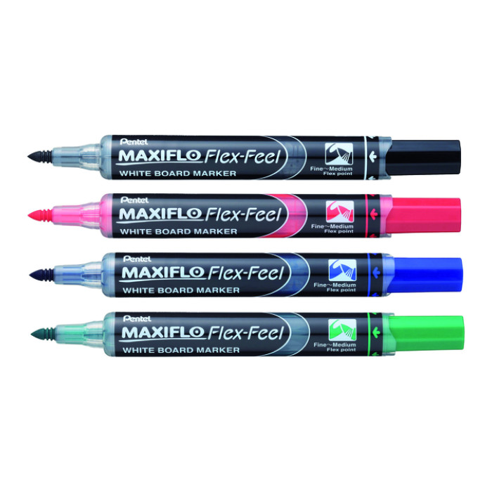 Whiteboardmarker Pentel MWL5SBF Maxiflo rond 1.5-4.5mm rood