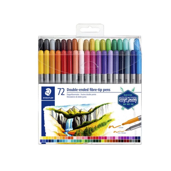 Kleurstift Staedtler 3200 dubbele punt fijn en ultrafijn etui à 72 ass