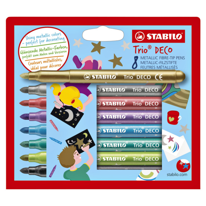 Viltstift STABILO Trio deco metallic assorti etui à 8 stuks