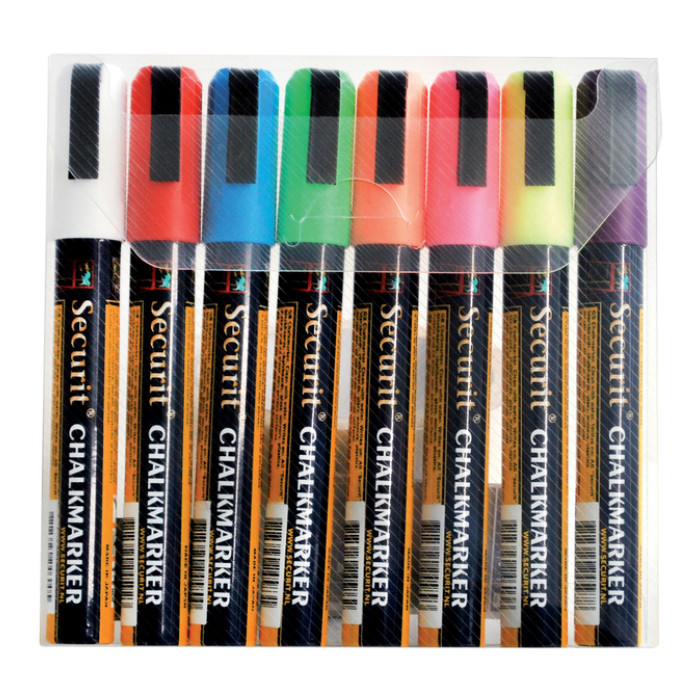 Krijtstift Securit SMA-510 schuin 2-6mm assorti blister à 8 stuks