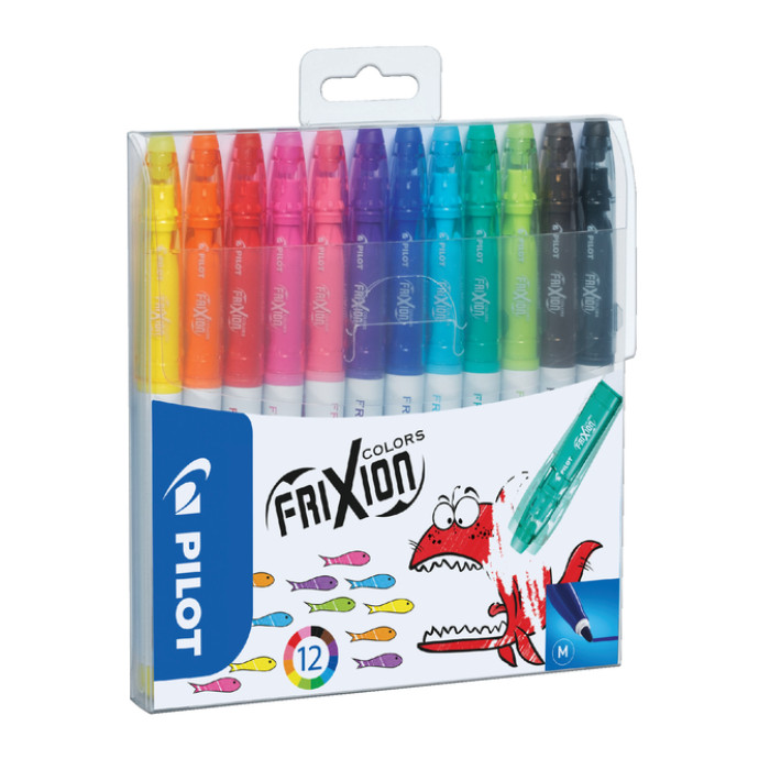 Viltstift PILOT friXion Colors medium assorti etui à 12 stuks