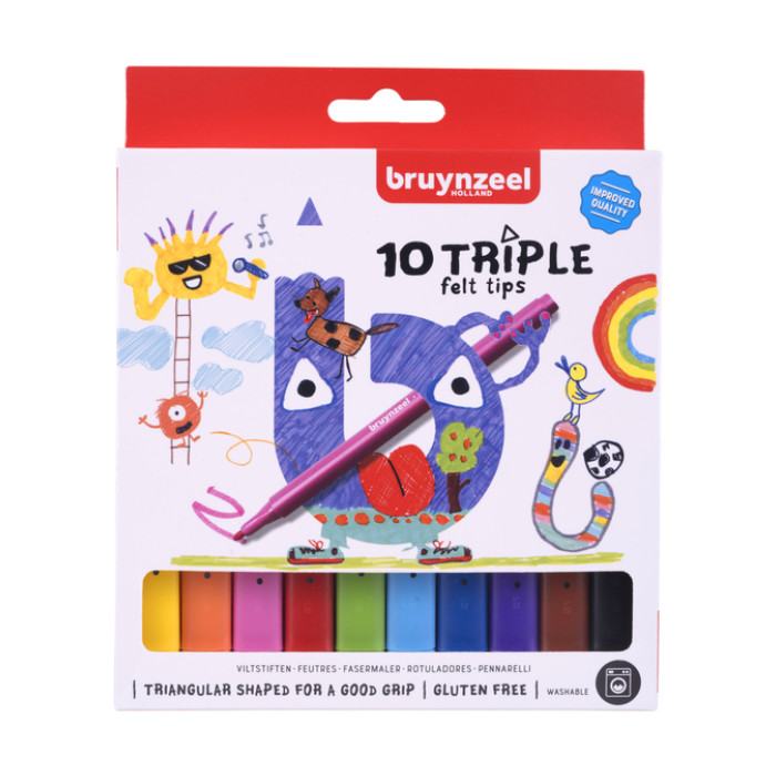Viltstift Bruynzeel Kids Triple assorti 10 stuks