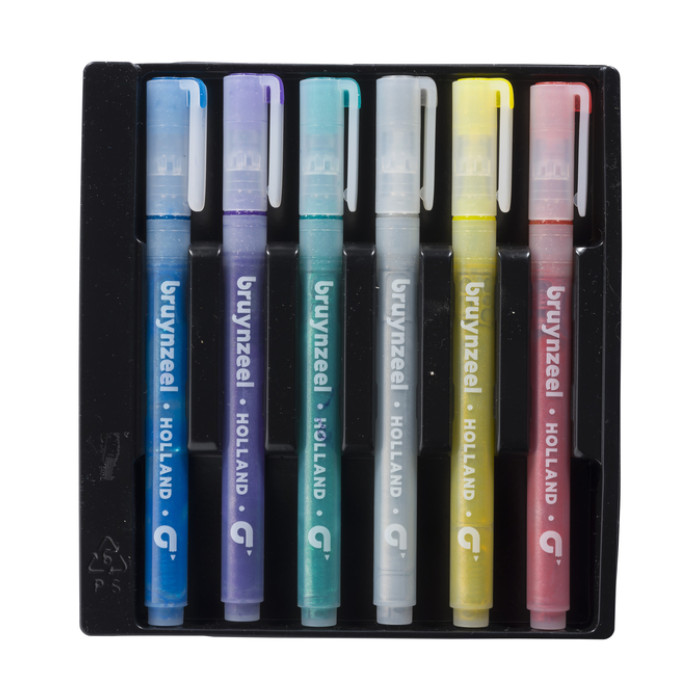 Viltstift Bruynzeel Kids assorti glitter 6 stuks