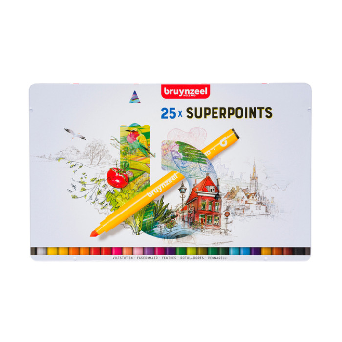 Viltstift Bruynzeel Creatives Superpoints assorti blik à 25 stuks