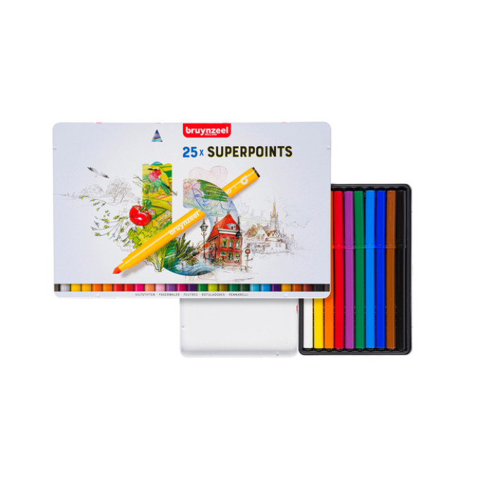 Viltstift Bruynzeel Creatives Superpoints assorti blik à 25 stuks