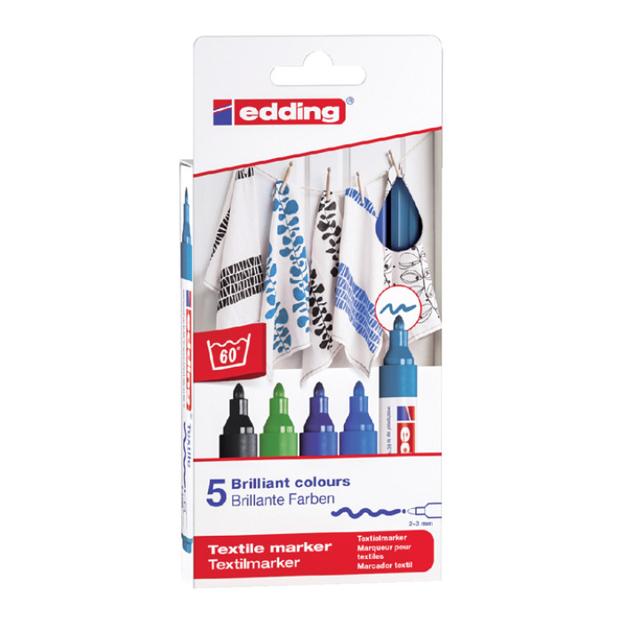 Textielmarker edding 4500 rond 2-3mm koel assorti 5 stuks