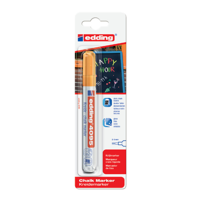 Krijtstift edding 4095 rond 2-3mm oranje blister à 1 stuk