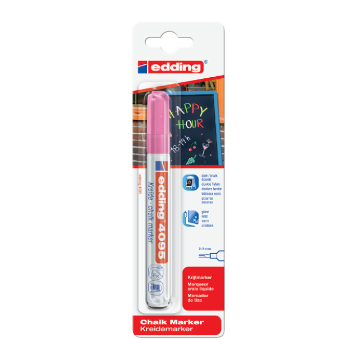 Krijtstift edding 4095 rond 2-3mm neon roze blister à 1 stuk