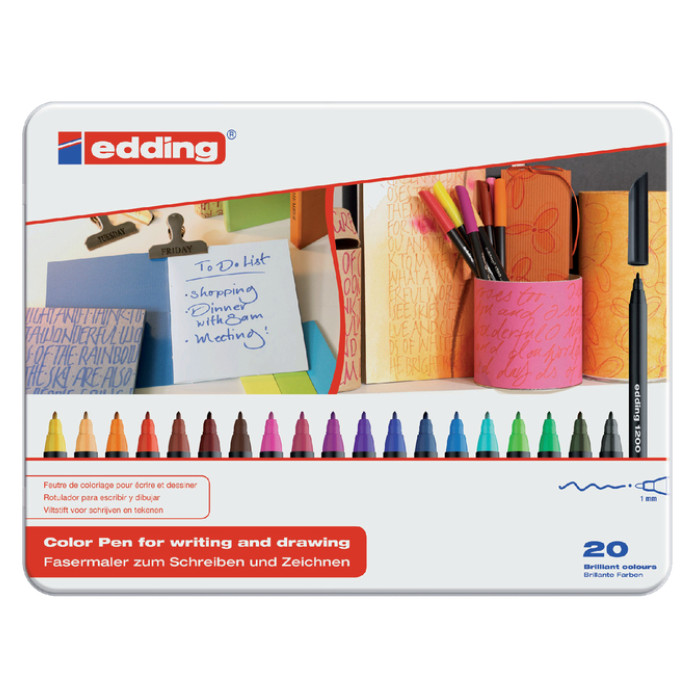 Fineliner edding 1200 fijn assorti blik à 20 stuks
