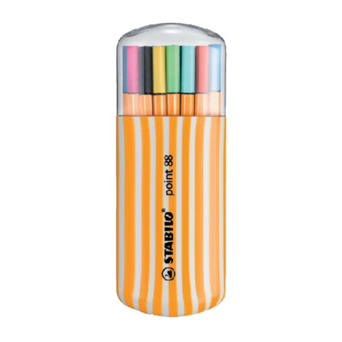 Fineliner STABILO point 88/20 fijn assorti zebra-etui à 20 stuks