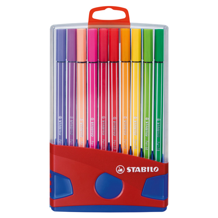 Viltstift STABILO Pen 68/20 ColorParade in rood/blauw etui M ass 20st