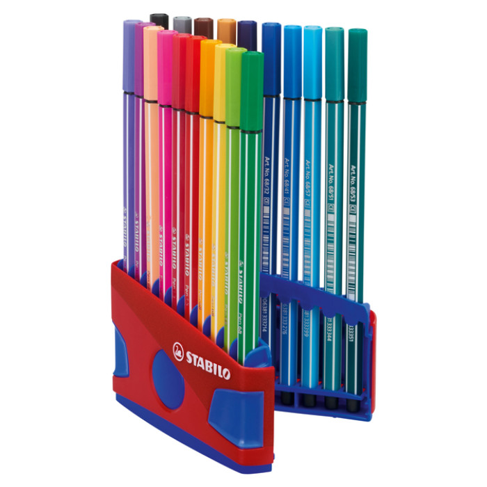 Viltstift STABILO Pen 68/20 ColorParade in rood/blauw etui M ass 20st