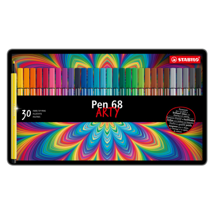 Viltstift STABILO Pen 68/30 Arty medium assorti blik à 30 stuks