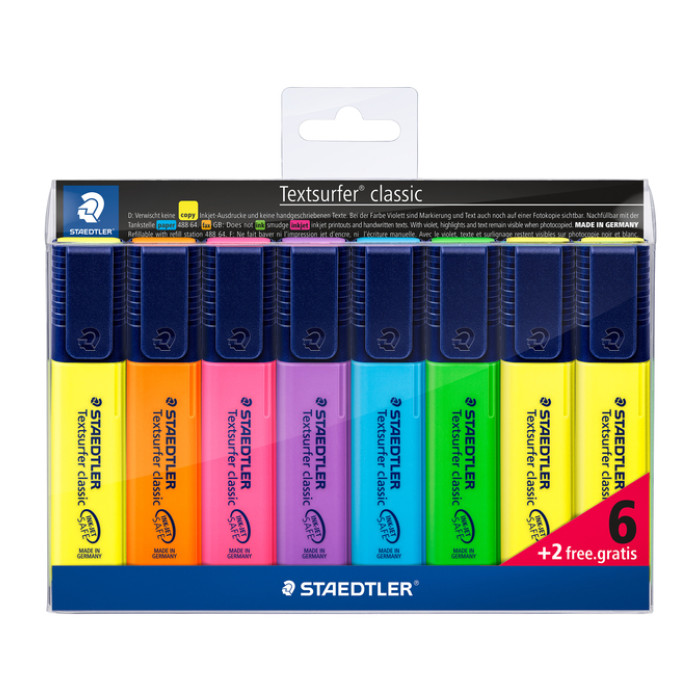 Markeerstift Staedtler 364 Textsurfer assorti 6 stuks + 2 geel gratis
