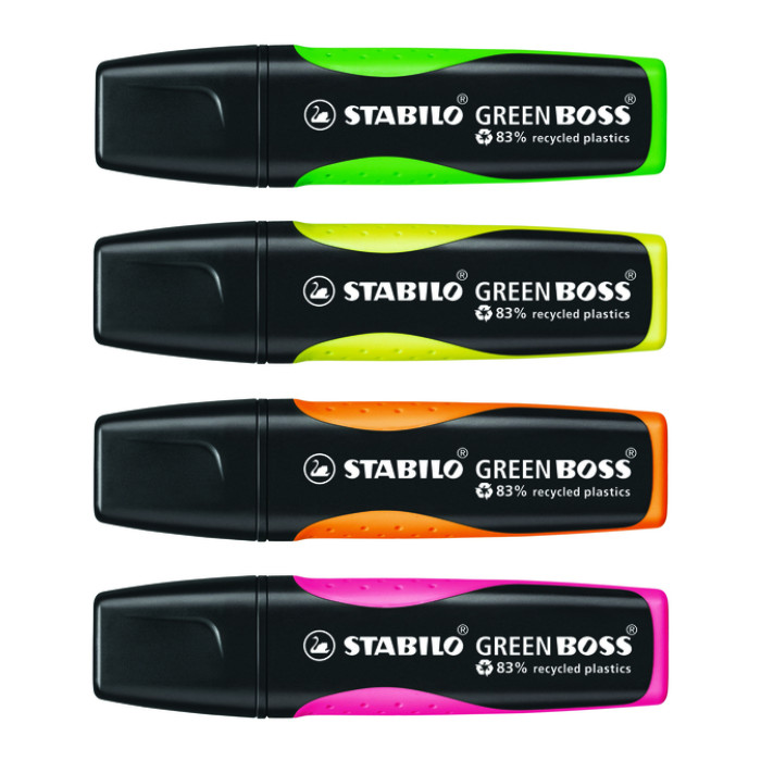 Markeerstift STABILO GREEN BOSS 6070/4 assorti etui à 4 stuks