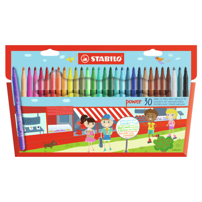 Viltstift STABILO power 280/30 assorti etui à 30 stuks