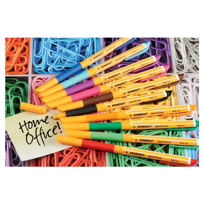 Rollerpen STABILO PointVisco 1099/10 fijn assorti etui à 10 stuks