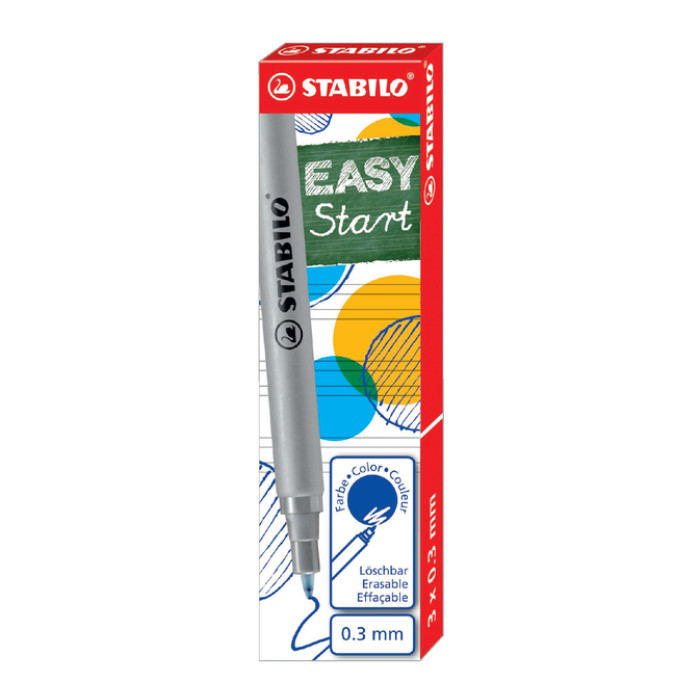 Rollerpenvulling STABILO Easyoriginal fijn blauw doosje à 3 stuks