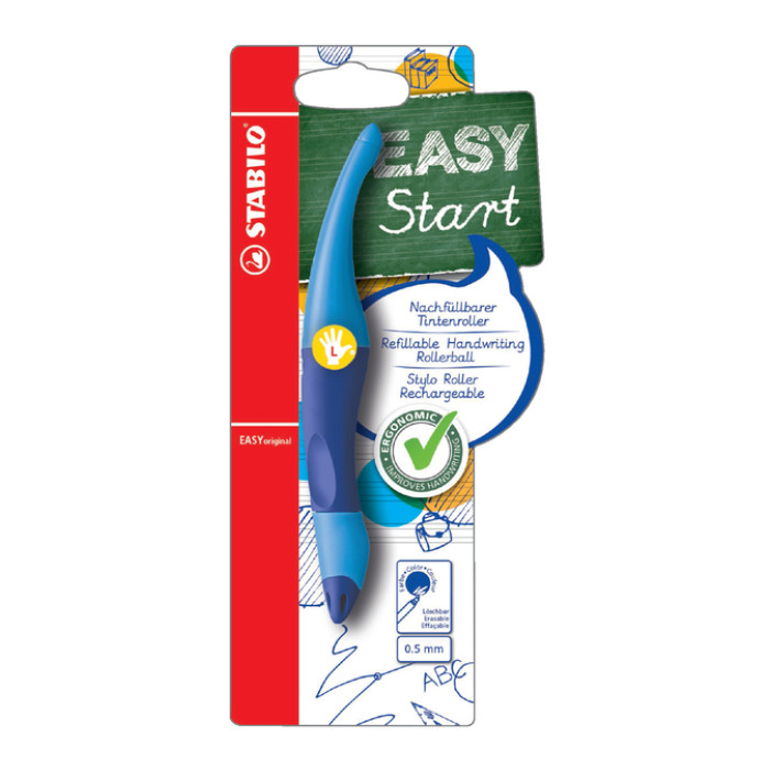 Rollerpen STABILO Easyoriginal linkshandig licht/donkerblauw blister