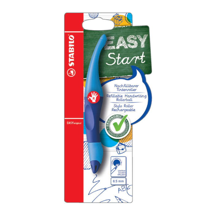 Rollerpen STABILO Easyoriginal rechtshandig licht/donkerblauw blister