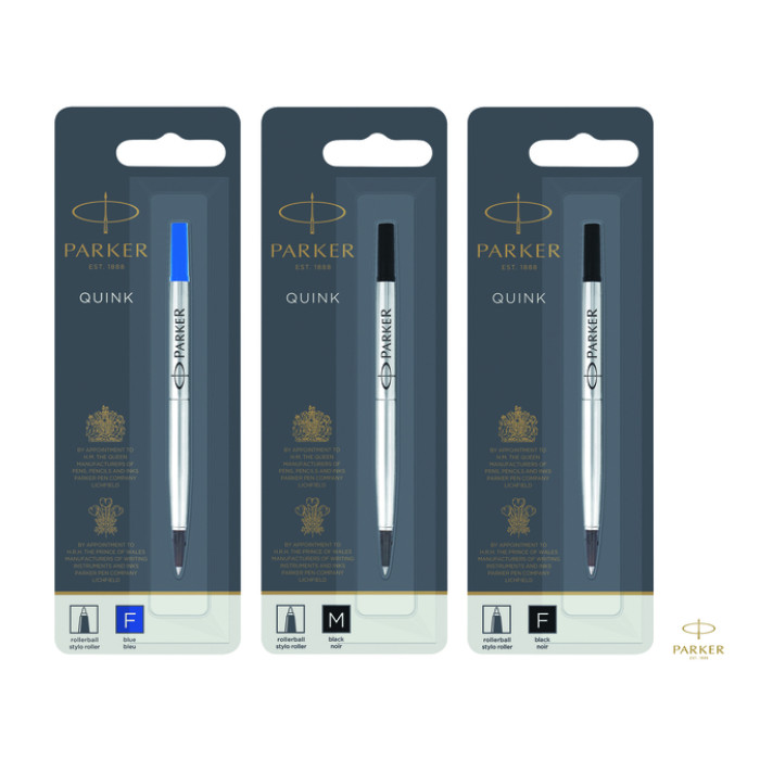 Rollerpenvulling Parker Quink medium blauw blister à 1 stuk