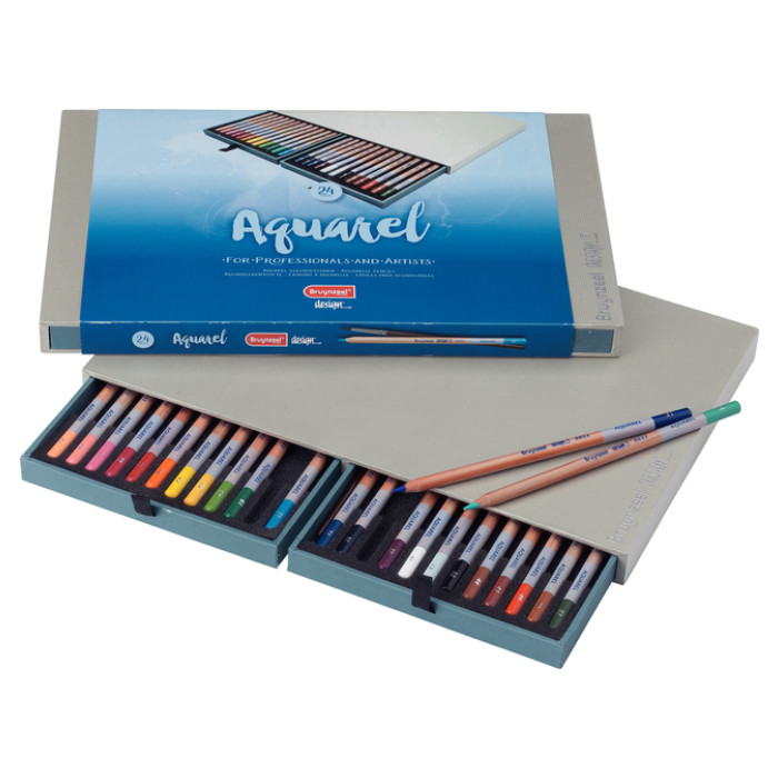 Kleurpotloden Bruynzeel Design met luxe bewaardoos aquarel ass 24st