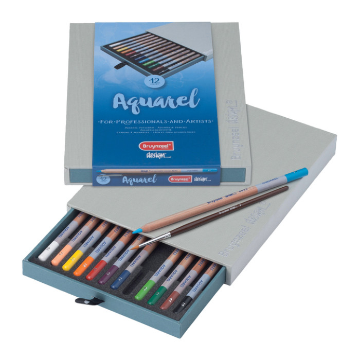 Kleurpotloden Bruynzeel Design met luxe bewaardoos aquarel ass 12st