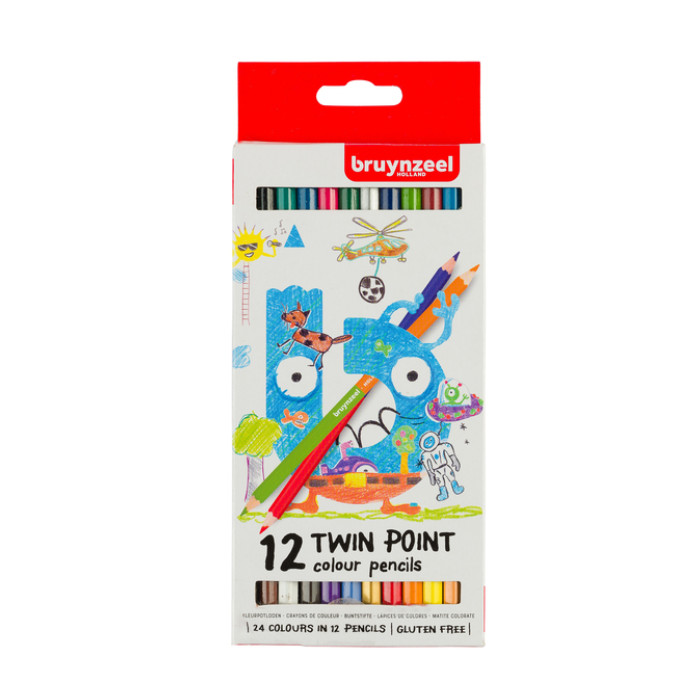 Kleurpotloden Bruynzeel Kids Twin Point assorti 12 stuks