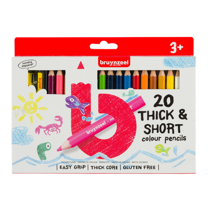Kleurpotloden Bruynzeel Kids Thick & Short assorti 20 stuks