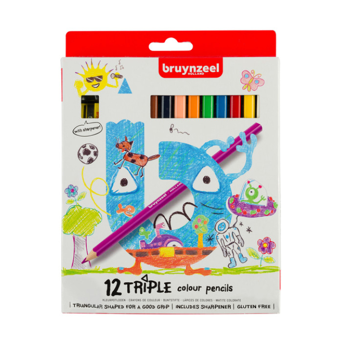 Kleurpotloden Bruynzeel Kids Triple assorti 12 stuks