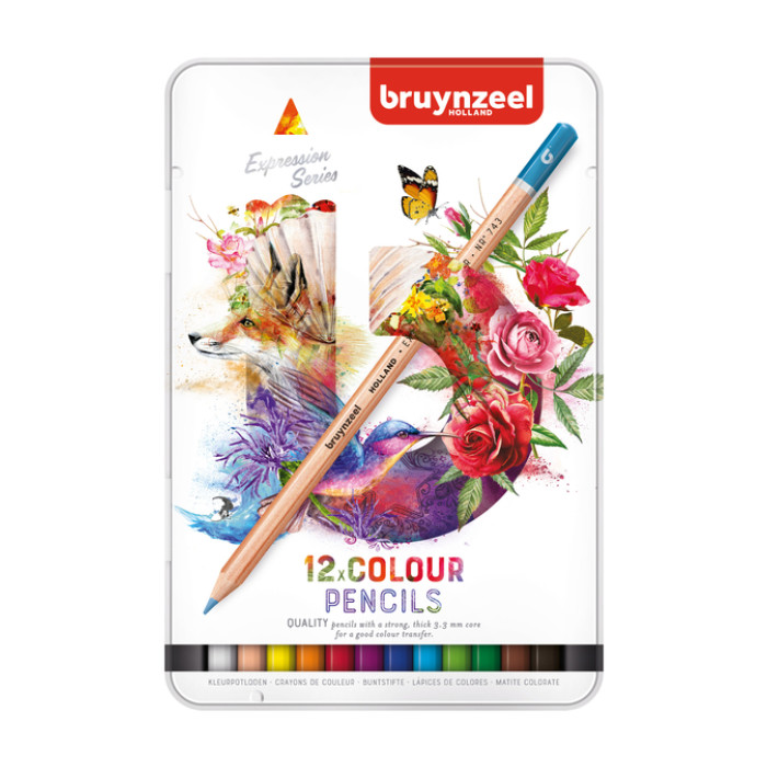 Kleurpotloden Bruynzeel Expression assorti blik à 12 stuks