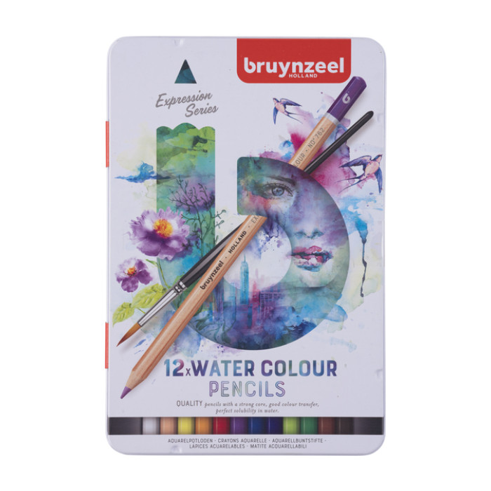 Kleurpotloden Bruynzeel Expression aquarel assorti blik à 12 stuks